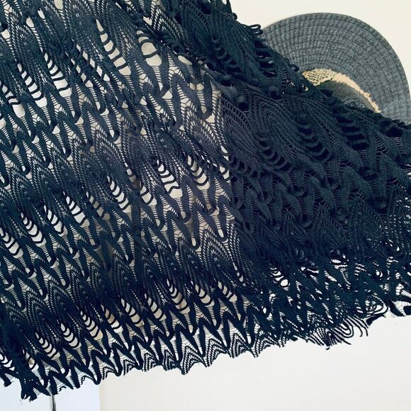 Chelsea GIRL River Island Black & Nude Crochet Babydoll Cocktail Dress Size L/12 - Picture 6 of 10